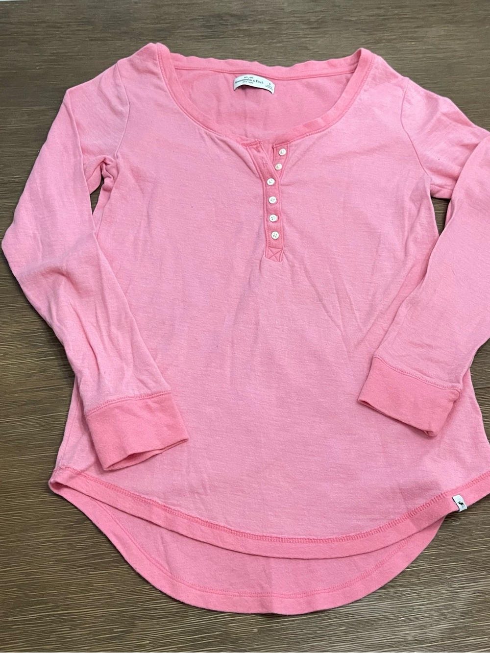 Abercrombie Pink Long-Sleeve Henley Top